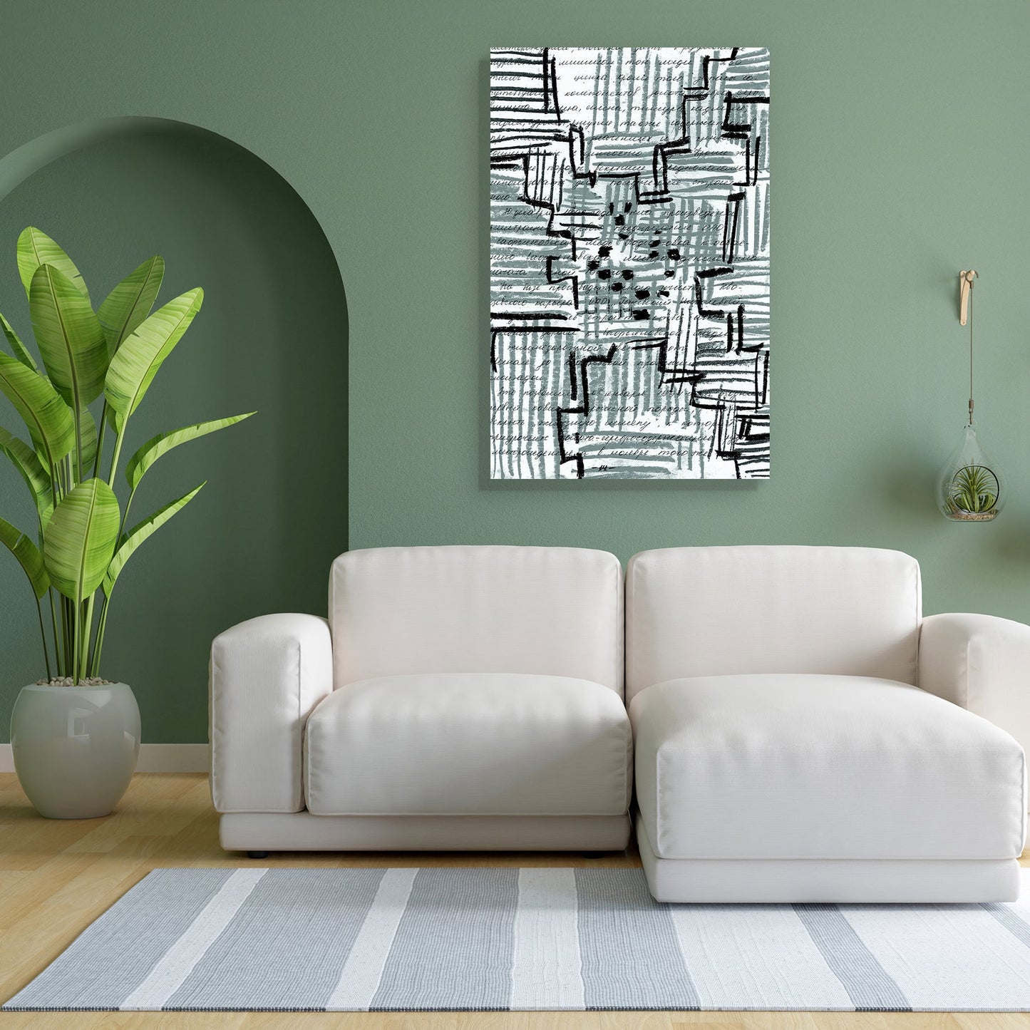 Abstract Center Canvas Painting Synthetic Frame