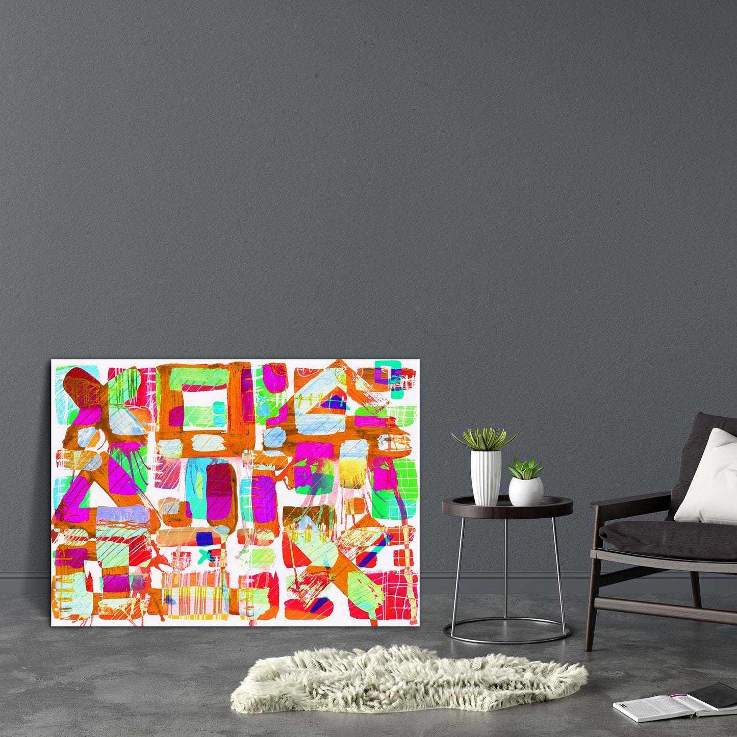 Abstract D14 Canvas Painting Synthetic Frame