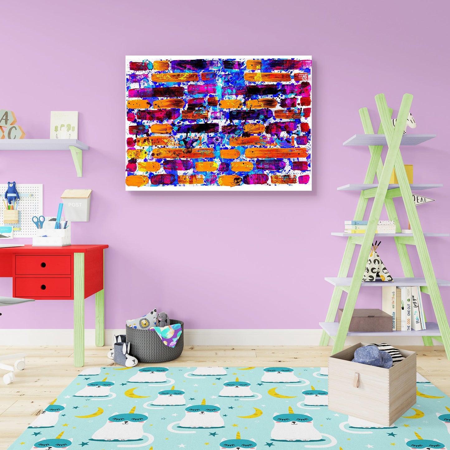 Abstract D17 Canvas Painting Synthetic Frame