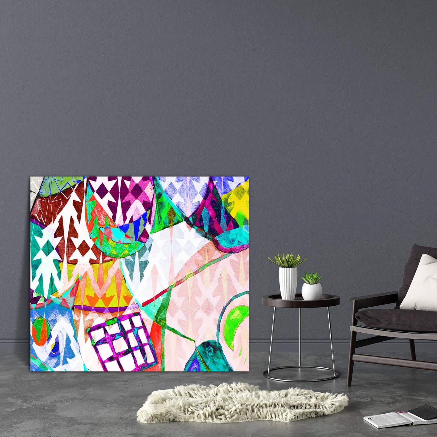 Abstract Color Canvas Painting Synthetic Frame