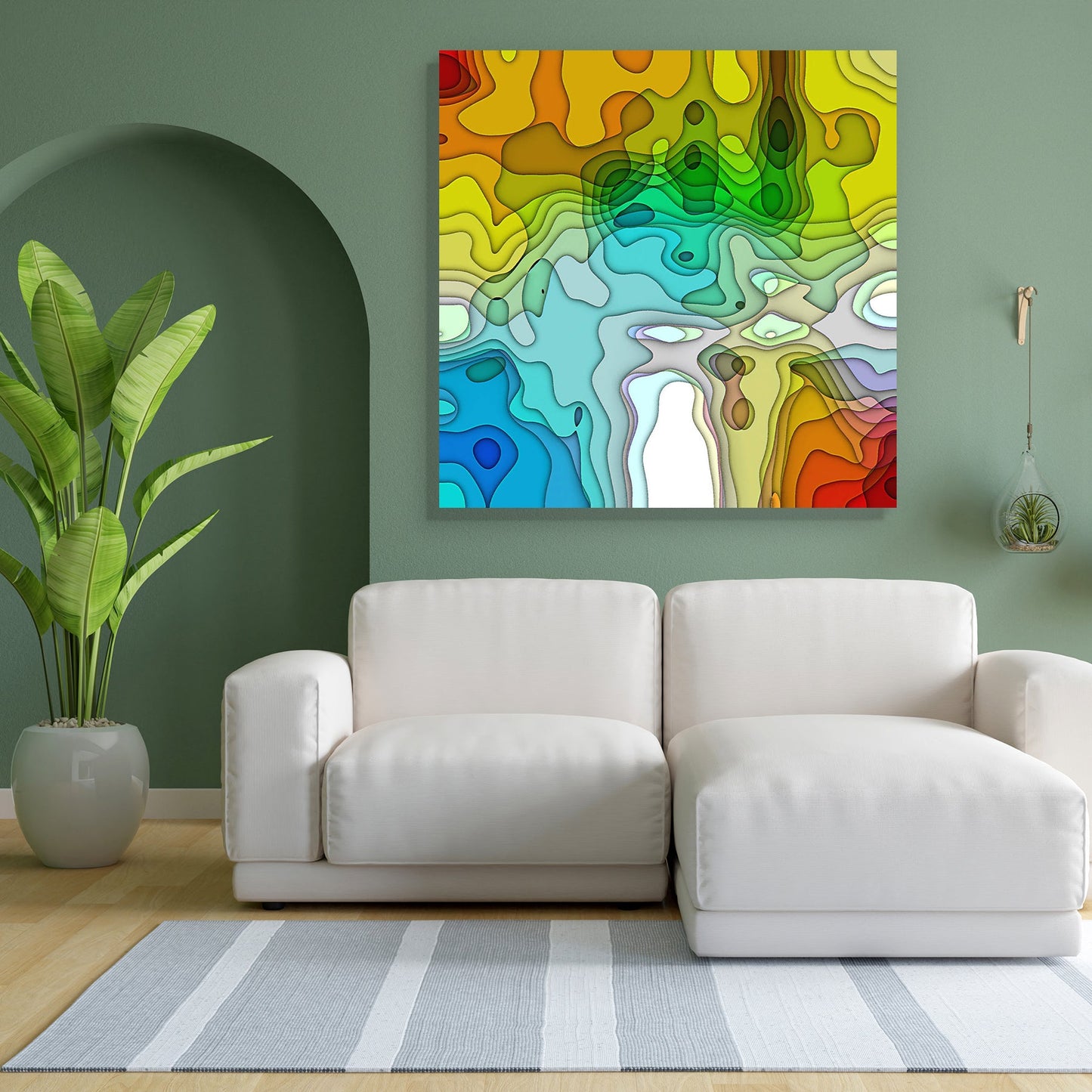 Abstract Colorful Chaotic Pattern Canvas Painting Synthetic Frame