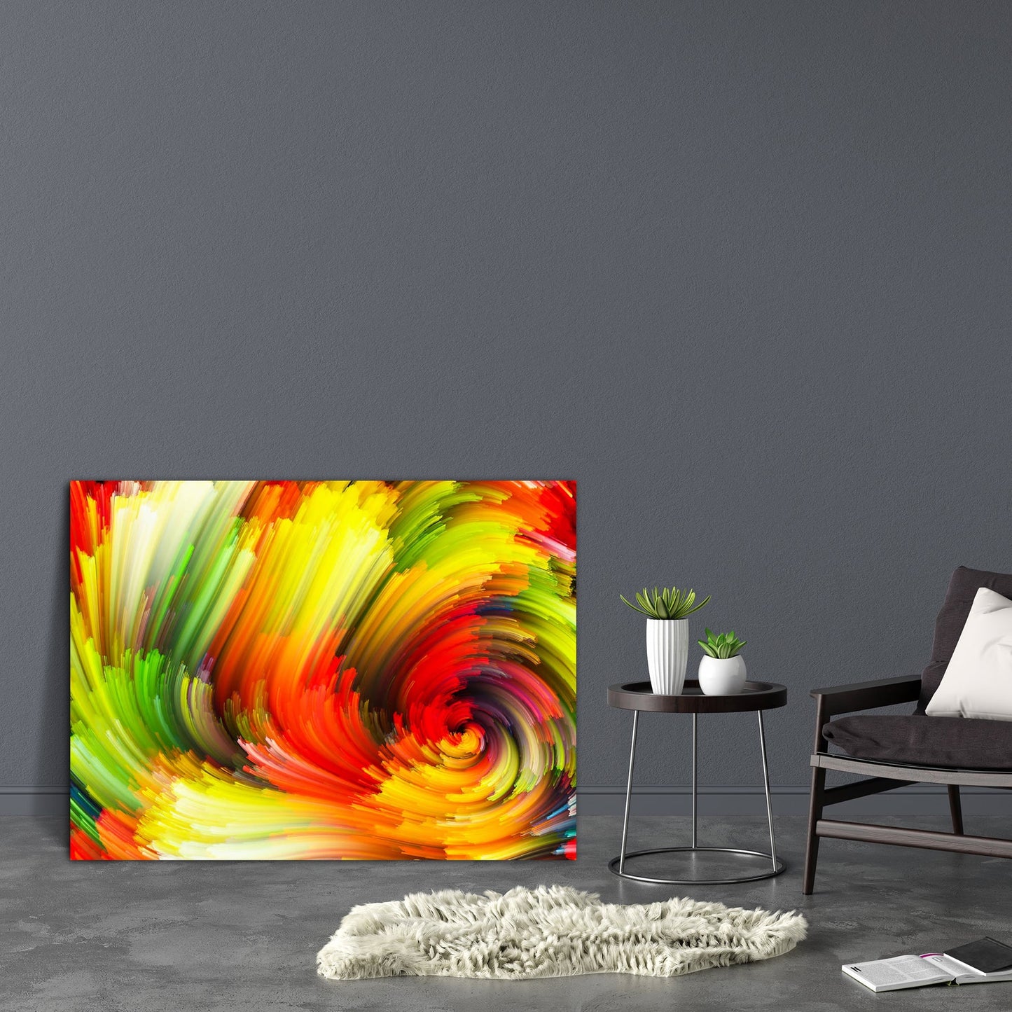 Abstract Colorful Canvas Painting Synthetic Frame