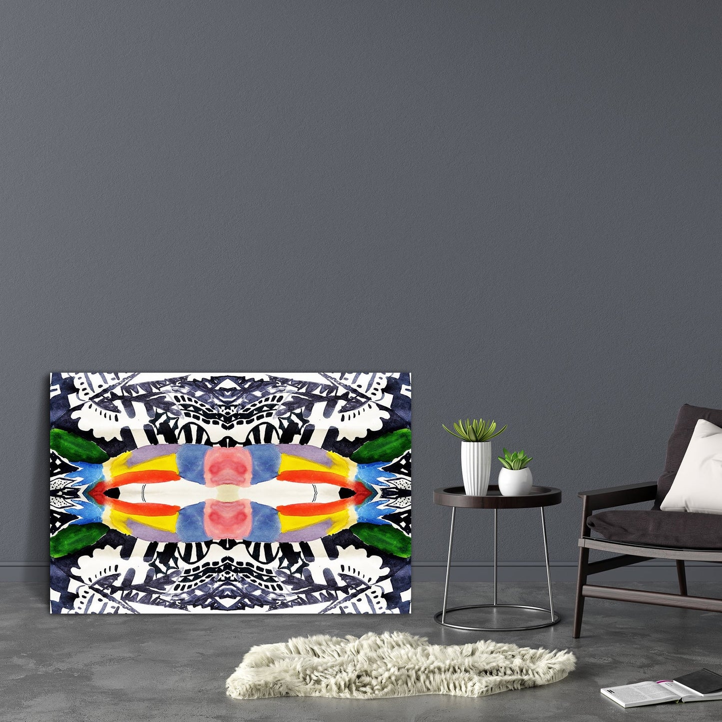 Abstract D6 Canvas Painting Synthetic Frame