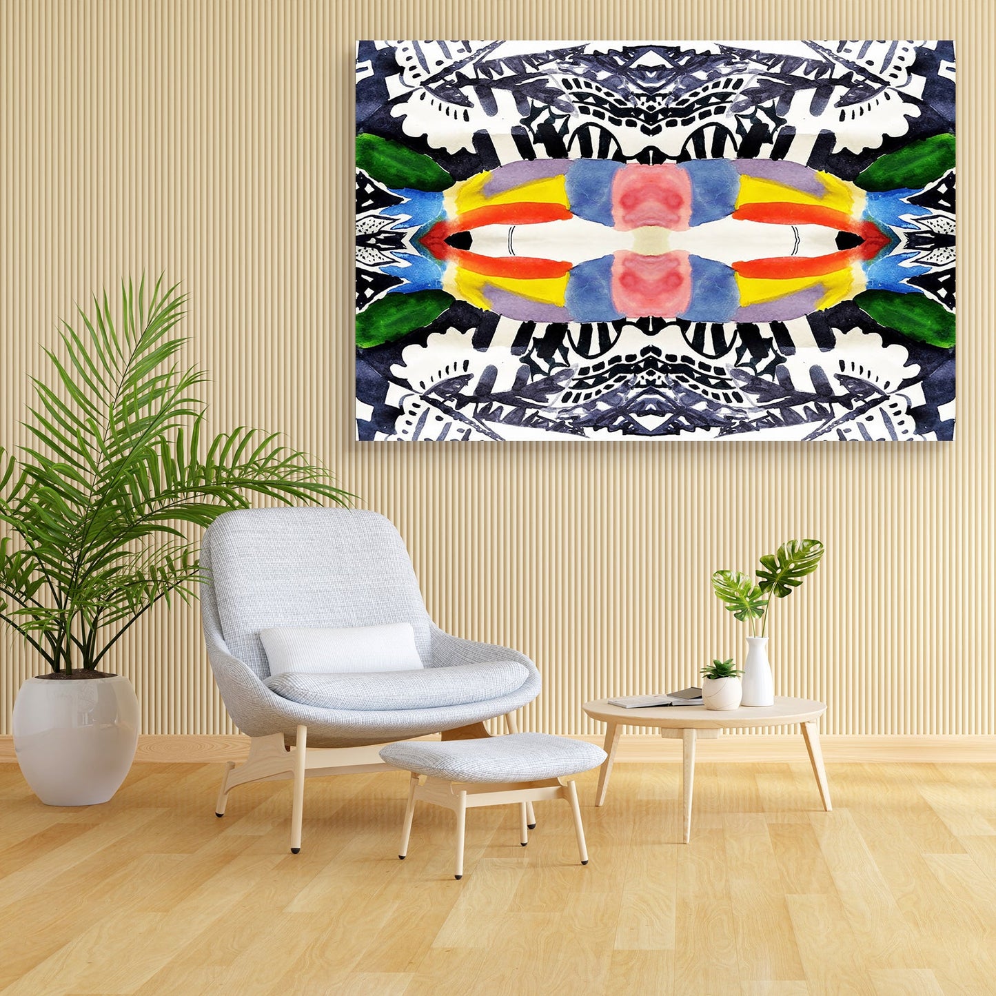 Abstract D6 Canvas Painting Synthetic Frame