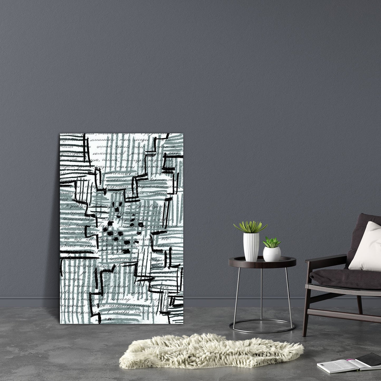 Abstract Center Canvas Painting Synthetic Frame