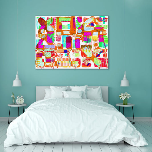 Abstract D14 Canvas Painting Synthetic Frame