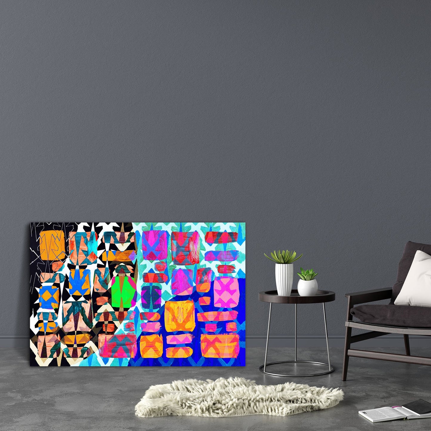 Abstract D15 Canvas Painting Synthetic Frame