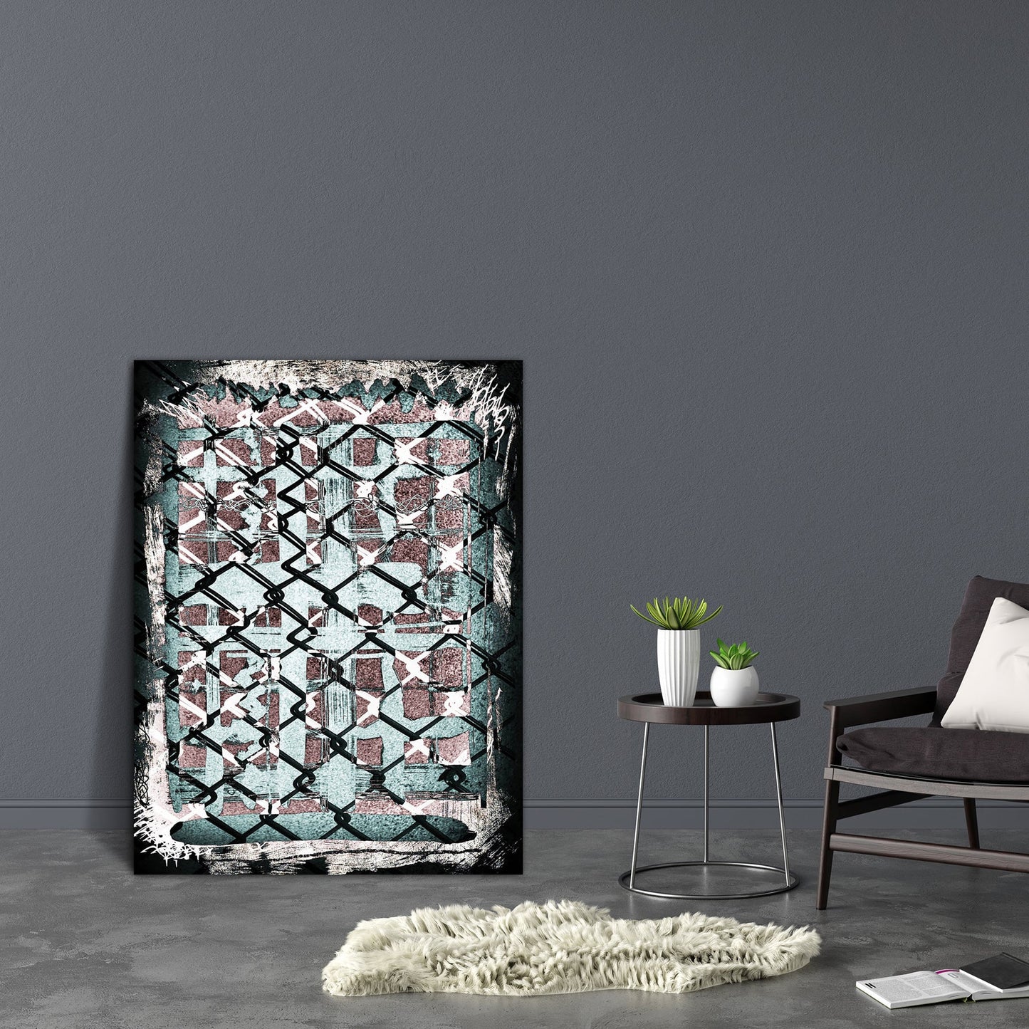 Abstract D18 Canvas Painting Synthetic Frame