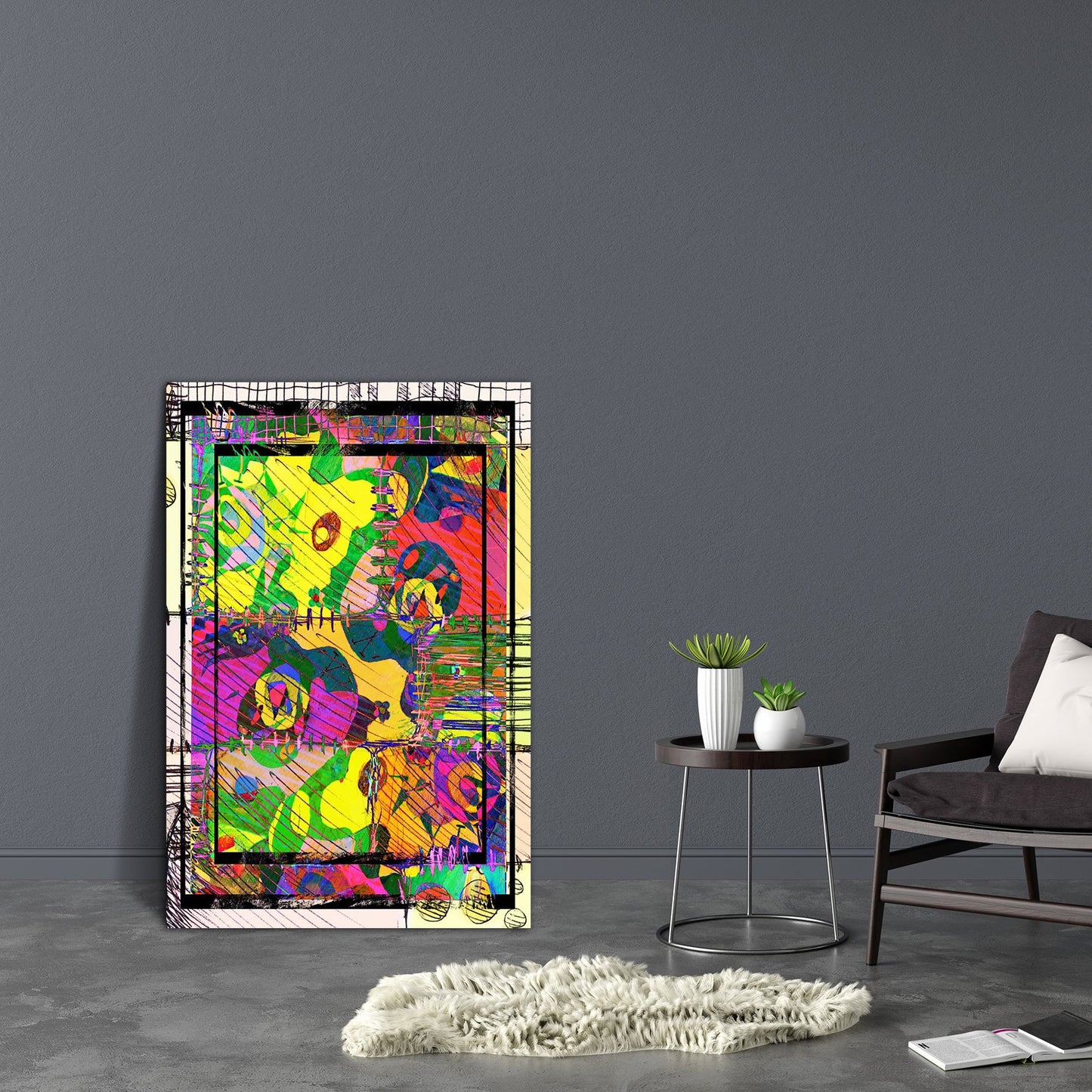 Abstract D19 Canvas Painting Synthetic Frame
