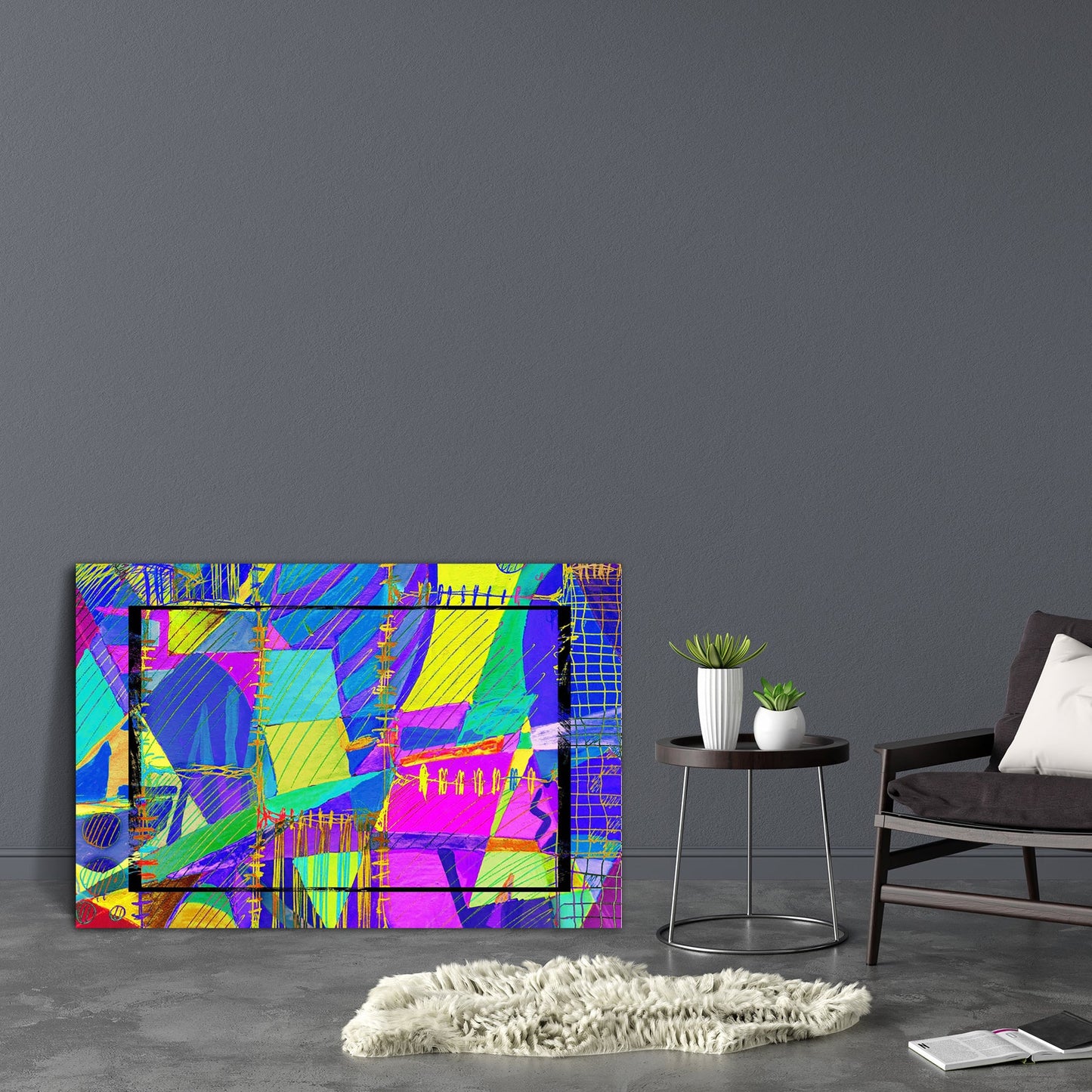 Abstract D20 Canvas Painting Synthetic Frame