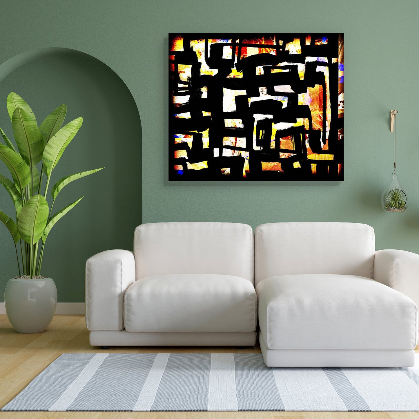 Abstract D22 Canvas Painting Synthetic Frame