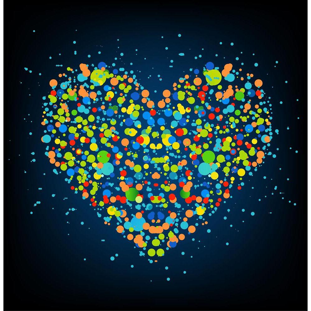 Abstract Colorful Heart Canvas Painting Synthetic Frame