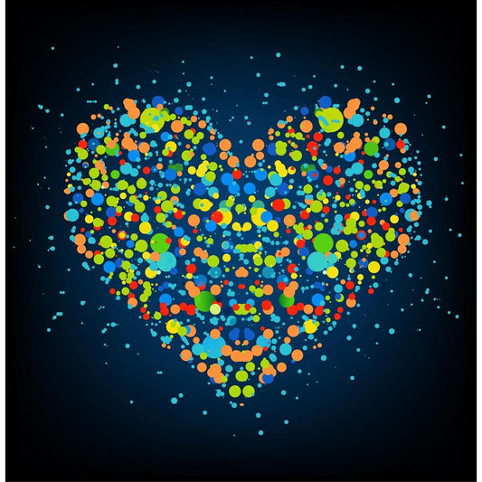 Abstract Colorful Heart Canvas Painting Synthetic Frame
