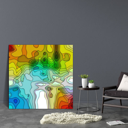 Abstract Colorful Chaotic Pattern Canvas Painting Synthetic Frame