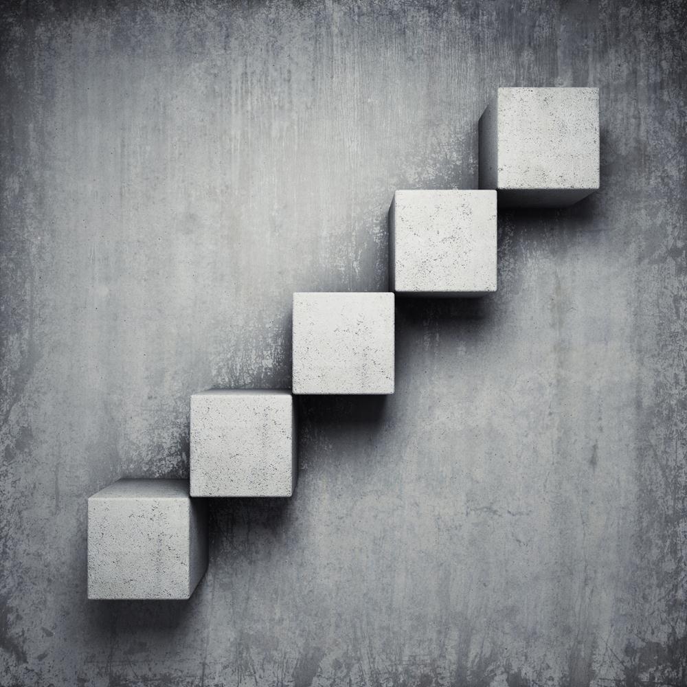 Abstract Concrete Staircase Canvas Painting Synthetic Frame