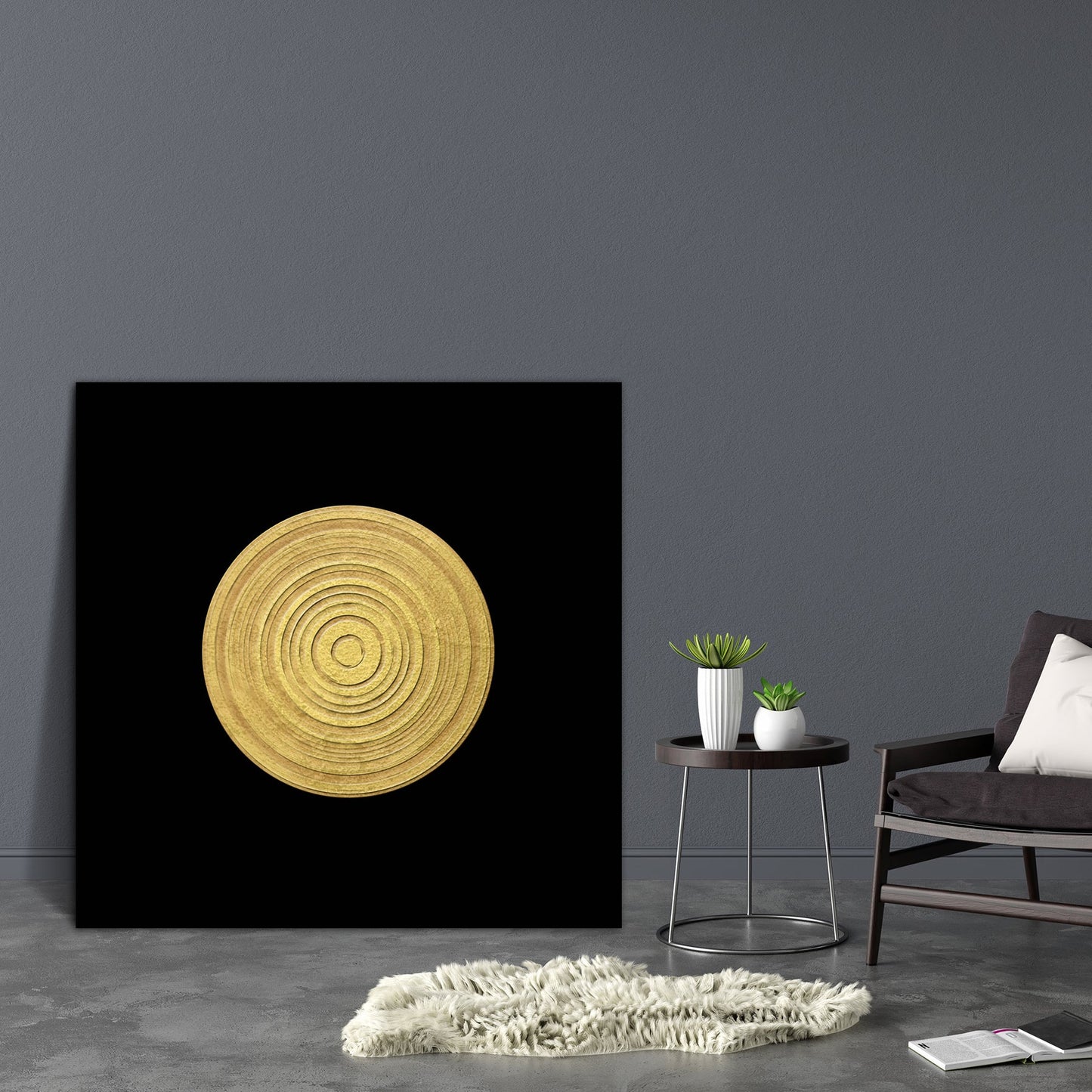 Abstract Asian Golden Art Canvas Painting Synthetic Frame