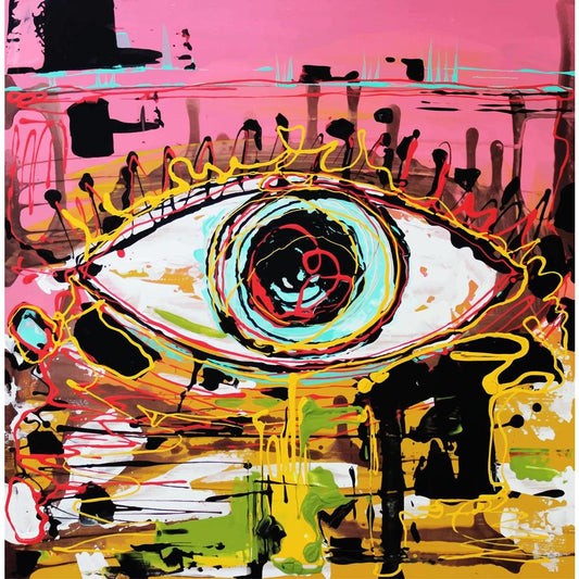 Abstract Composition Of Human Eye Canvas Painting Synthetic Frame