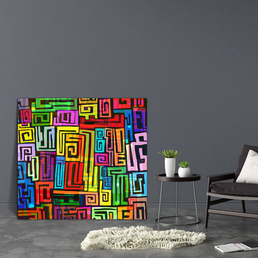Abstract Colorful Pattern D1 Canvas Painting Synthetic Frame
