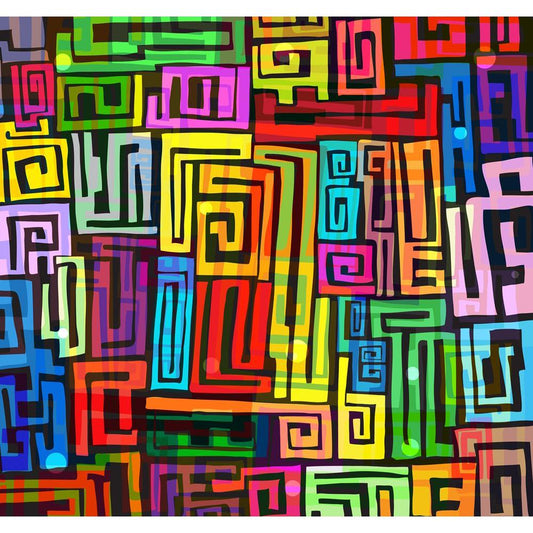 Abstract Colorful Funky Pattern Canvas Painting Synthetic Frame
