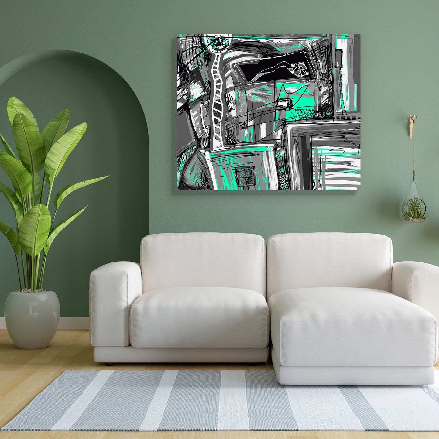 Abstract Digital Artwork Canvas Painting Synthetic Frame